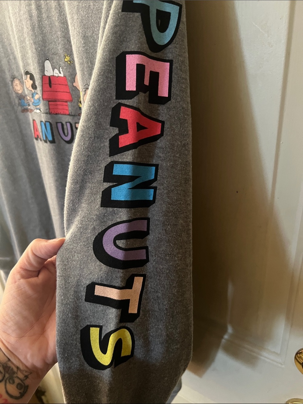 Peanuts Gray Sweatshirt with Colorful Character Graphic size 0 - Picture 2 of 4